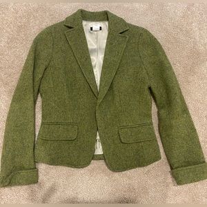 J.Crew 100% Wool Tweed Blazer in Green - 0P